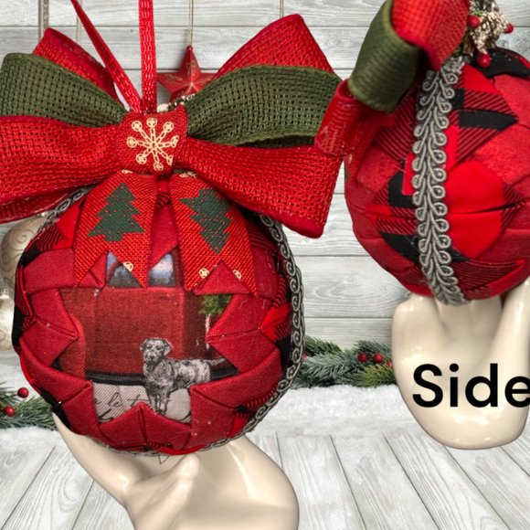 Christmas Ornament, Red Truck W/Dog, Country Chic, X-Mas Gift/Present, Handmade - Picture 16 of 16